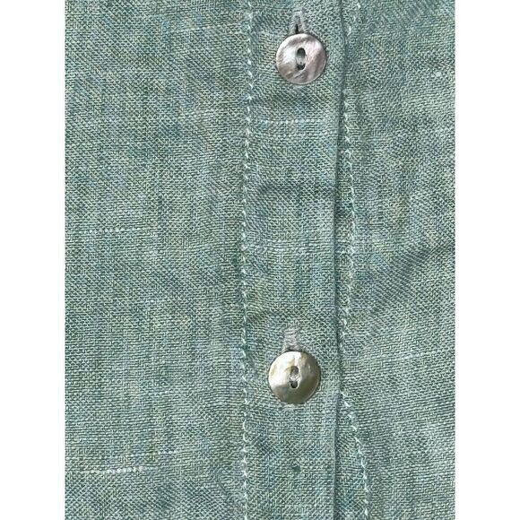 Tahari Womens 100% Linen Lagenlook Oversized Tunic Top Green Sz 1X - Picture 4 of 5